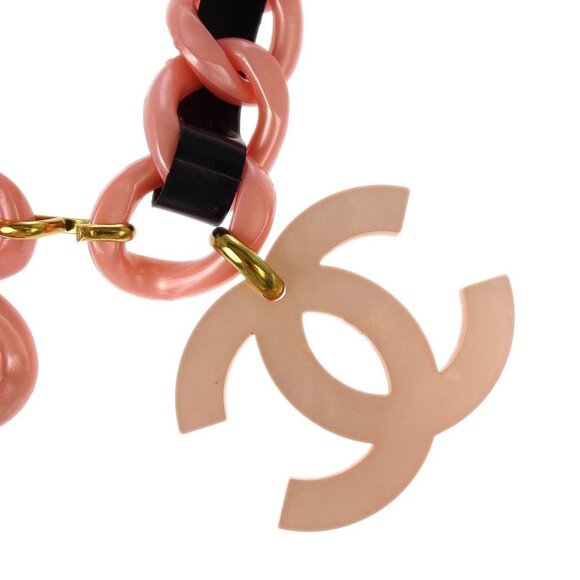 Chanel Acrylic Chain Belt CC Pink Black 94P Small Good main image 4